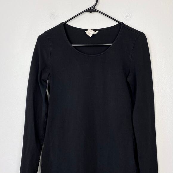 H&M Black T-shirt Dress Fitted Long Sleeve Basic Capsule Wardrobe Size Small - Picture 2 of 8